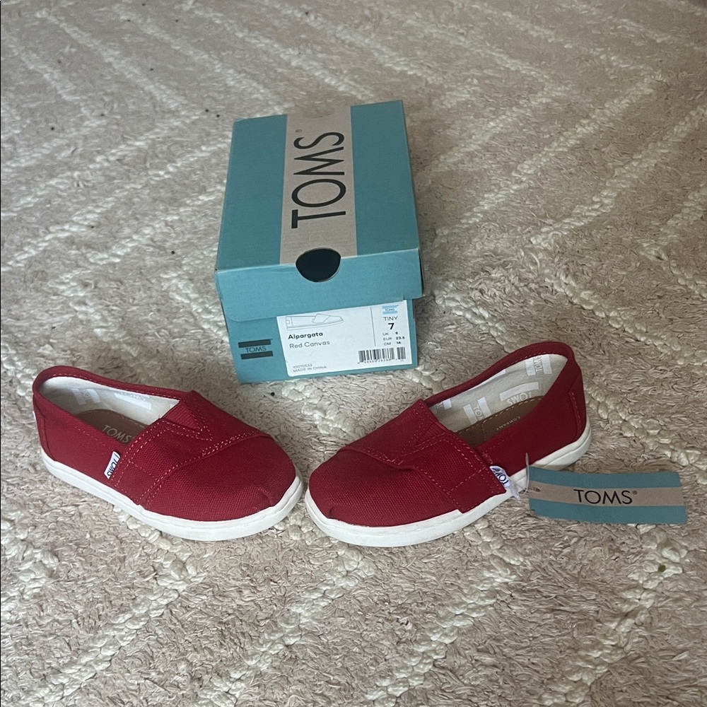TOMS Red Canvas Casual Slip-Ons